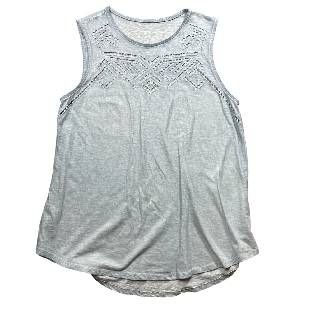 Soft Surroundings  Large Denim Lite Blue Eyelet Design 100%‎ Cotton